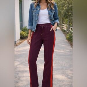 Anthropologie Essential Slim Burgundy Red Side Stripe Drawstring Ankle Size 2